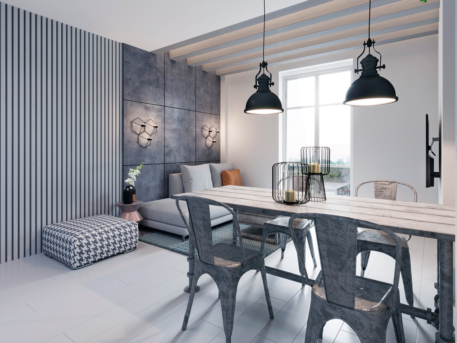 white-scandinavian-dining-room-with-metal-loft-furniture-3d-rendering